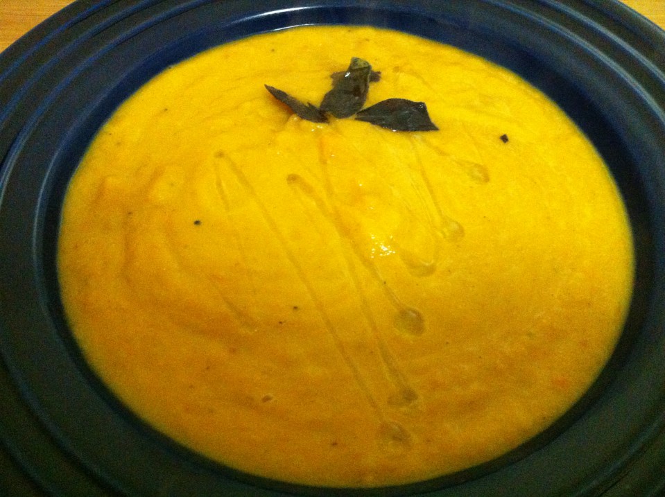Butternut squash soup with crispy sage